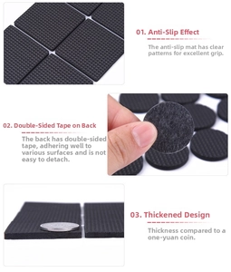 Detail of thickened anti-slip EVA foam pads with adhesive backing for furniture legs
