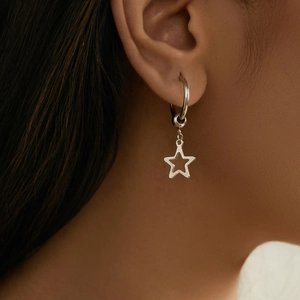 Minimalist Stainless Steel Sun Moon Star Dangle Earrings For Women Hollow Celestial Drop Earrings Fashion Jewelry Accessories