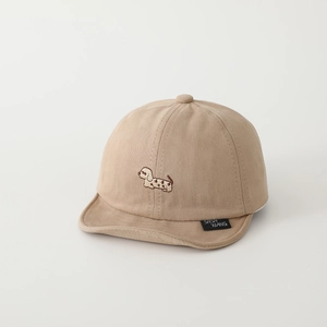 Close-up of cute puppy embroidery and soft fabric texture on baby cotton baseball cap