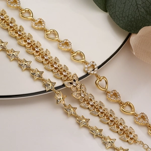 Fashion Bracelet For Women Copper Gold Plated With Zircon Butterfly Heart Star Charms Light Luxury Dainty Jewelry