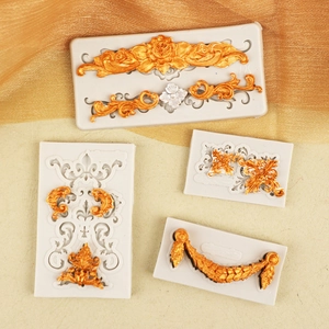 Baroque floral relief silicone molds for fondant and cake lace decoration