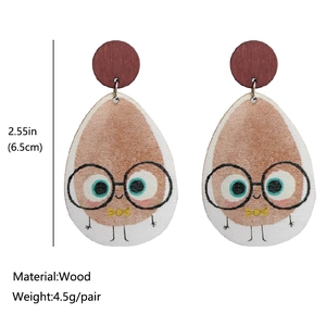 Cute wooden potato reading earrings with steel pins for teachers and students
