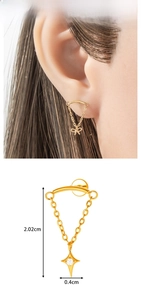 Detail view of G23 titanium bow chain earring showing 2.02cm length and dimensions