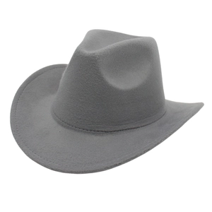 Classic dark grey western cowboy wool hat with wide brim and vintage felt finish