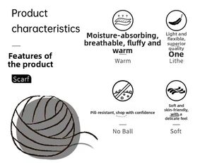 Features of the soft scarf including breathability, lightweight feel, and anti-pilling material
