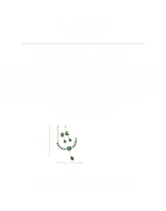 Detail view of emerald zircon flower pendant necklace and earrings set with dimensions
