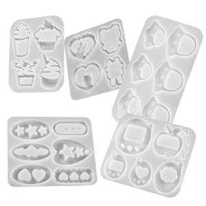 Set de 5 moldes de silicona para llaveros de resina con forma de pata de gato
