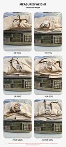 Weight chart for lightweight cotton linen short sleeve shirt with sizes S to 3XL