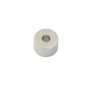Detailed view of a polished silver cylindrical spacer bead with large hole for DIY jewelry