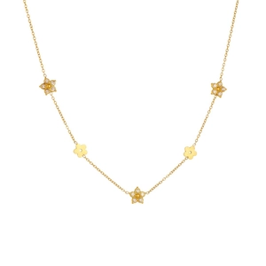 Gold-plated stainless steel jewelry set with sparkling star flower pendants for women