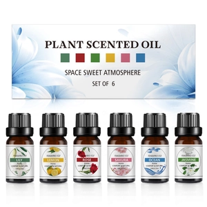 Detail von 6er-Set wasserlöslicher ätherischer Öle in 10ml Braunglasflaschen für Aromatherapie