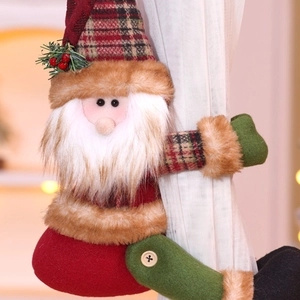 Christmas Santa Claus curtain buckle with red and green plaid design for festive decor