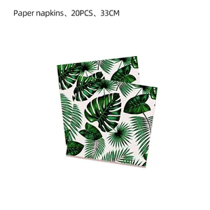 Pack of 20 tropical palm leaf printed paper napkins for summer beach party decorations