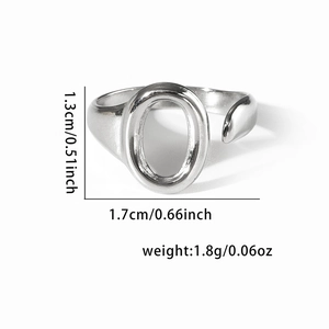 Detailed dimensions and weight of silver open ring with O-shaped minimalist design