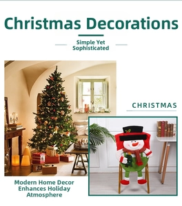Detail of a snowman Christmas chair cover with red scarf and a green hat decor