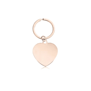 Minimalist heart-shaped rose gold stainless steel keychain for DIY engraving and gifts