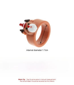 Detailed view of adjustable resin Christmas ring featuring a cute reindeer and Santa design