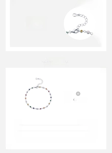 Detail view of S925 sterling silver rainbow gemstone bracelet with 15+3cm length specs