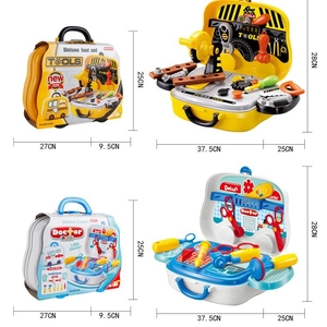 Kids medical and tool playset suitcase for role play, portable educational toy kit