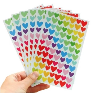 Colorful heart stickers in various sizes for DIY scrapbooking and handmade albums