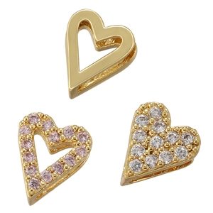 Micro Pave Zircon Heart Cross Charms Brass Hollow Spacer Beads For DIY Jewelry Making Bracelets Necklaces
