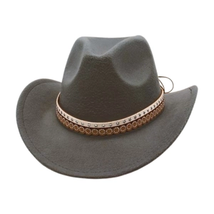 Western Cowboy Hat Wide Brim Felt Ethnic Style Star Rivet Band Sunshade Travel Fashion For Women Men