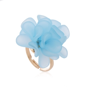Handmade light blue petal ring with gold finish for a fresh spring and summer look