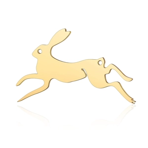 Detailed macro view of a golden bunny rabbit stainless steel DIY jewelry connector
