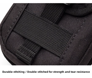 Close-up of tactical nylon bag showing reinforced double-stitch seams and durable webbing