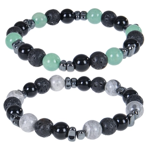 Natural Stone Beaded Bracelet Lava Rock Magnetite Healing Energy Elastic Wristband Unisex Handmade Fashion Jewelry