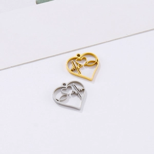 Minimalist stainless steel heart heartbeat pendant in gold and silver finishes