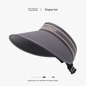Women Empty Top Sun Hat UV Protection Large Brim Paper Straw PVC Adjustable Letter Embroidery Outdoor Summer Beach Fashion
