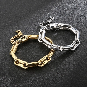 Detailed comparison of gold and silver stainless steel chunky chain link bracelets with clasps
