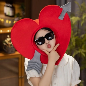 Funny Cupid plush heart hat with arrow and pixel sunglasses for Valentine party