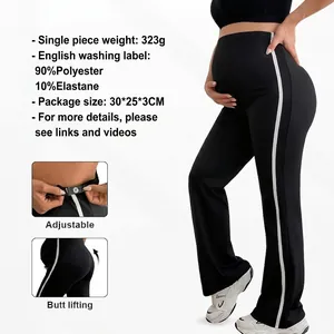 Positie Yoga Broek Hoge Taille Buikondersteuning Verstelbaar Uitlopende Pijp Zijstreep Polyester Elastaan Sportbroek
