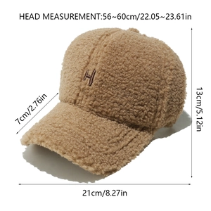 Guide des tailles pour casquette de baseball en polaire teddy avec lettre H brodée