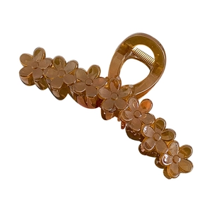 Elegant amber jelly flower hair claw clip with floral 3D relief for women hair styling