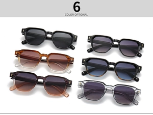 Collection of six vintage narrow frame sunglasses with golden arrow metal accents