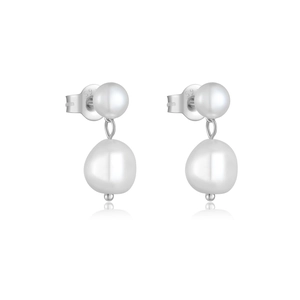 Minimalist S925 sterling silver earrings with irregular baroque freshwater pearls