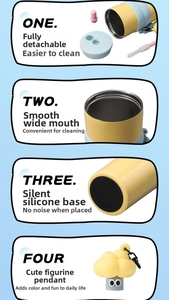 Detail of insulated cup with detachable lid, straw, and non-slip silicone base