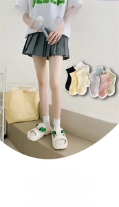 Detail of colorful cotton low cut ankle socks for women showing breathable texture and fit