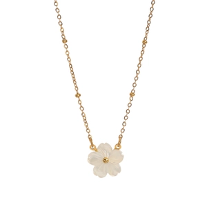 Elegant 18k gold plated stainless steel necklace with white shell cherry blossom flower