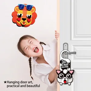 DIY cartoon lion wall decor and cat do not disturb door sign kit for kids room