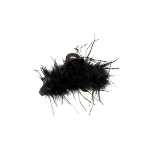 Elegant black feather hair claw clip for women featuring a luxury rhinestone acrylic design