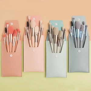 Mini Makeup Brushes Portable Synthetic Bristles Soft Foundation Eyeshadow Lip Brushes With Storage Pouch For Travel Beginner