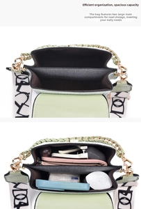Detail view of mini crossbody bag showing spacious double compartments and internal storage