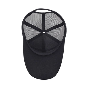 Men's summer black mesh baseball cap for outdoor fishing featuring breathable back panels
