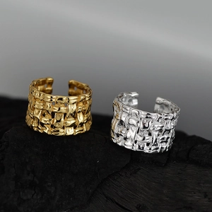 925 Sterling Silver Ear Cuff Non Pierced Woven Lattice Texture Hollow Minimalist Jewelry For Women