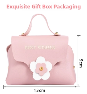 Pink DIY jewelry storage pouch with 3D flower and Best Wishes gold lettering detail
