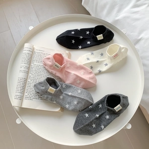 Five pairs of breathable cotton low cut socks with star patterns and mini labels